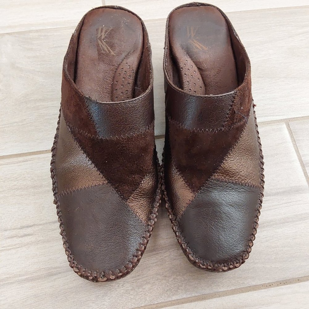 White Mountain Nwob Multi Brown Patchwork Leather… - image 2